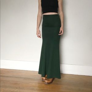 Hunter green mermaid maxi skirt